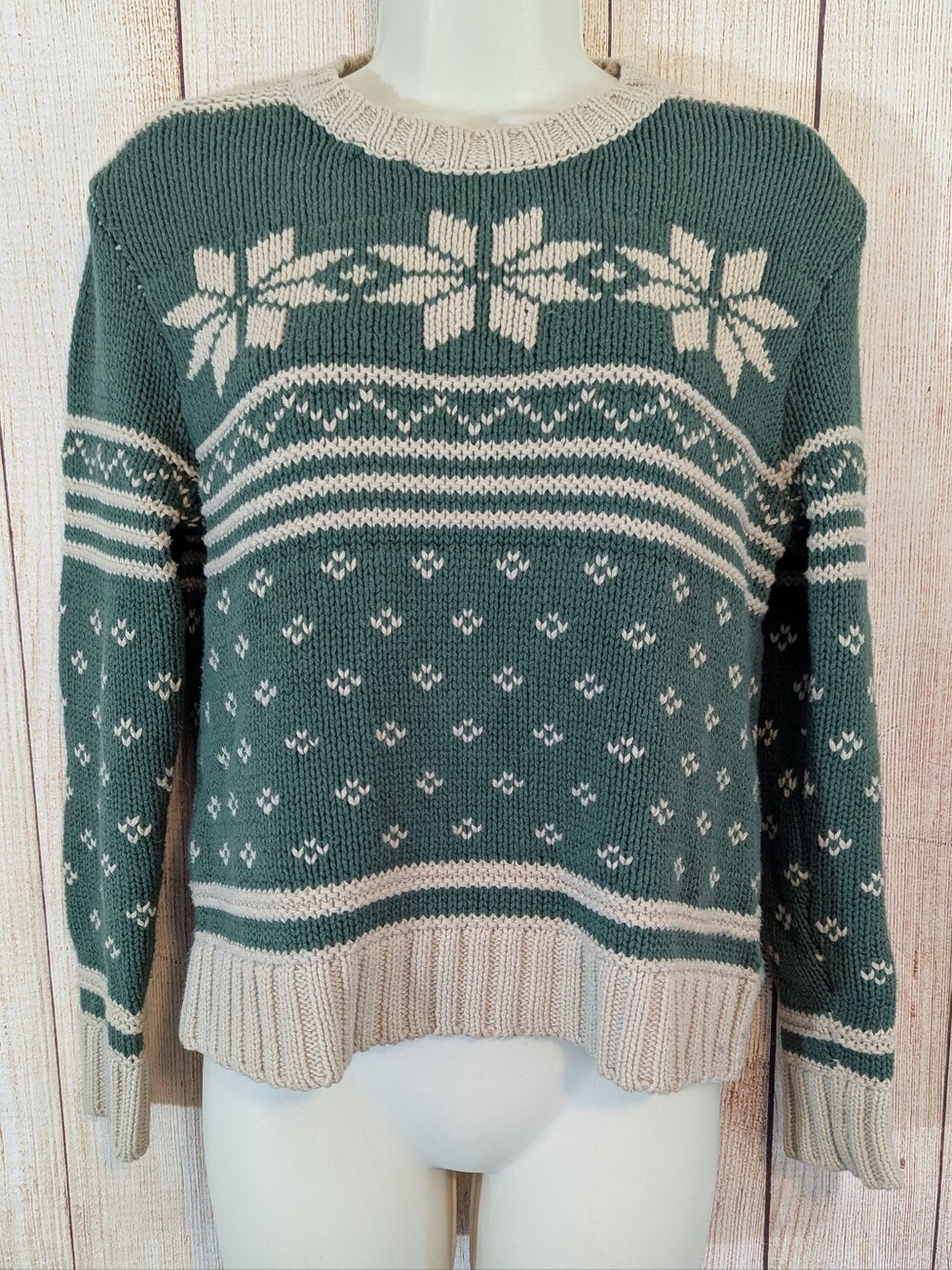 Urban Outfitters Green & Cream Fair Isle Sweater